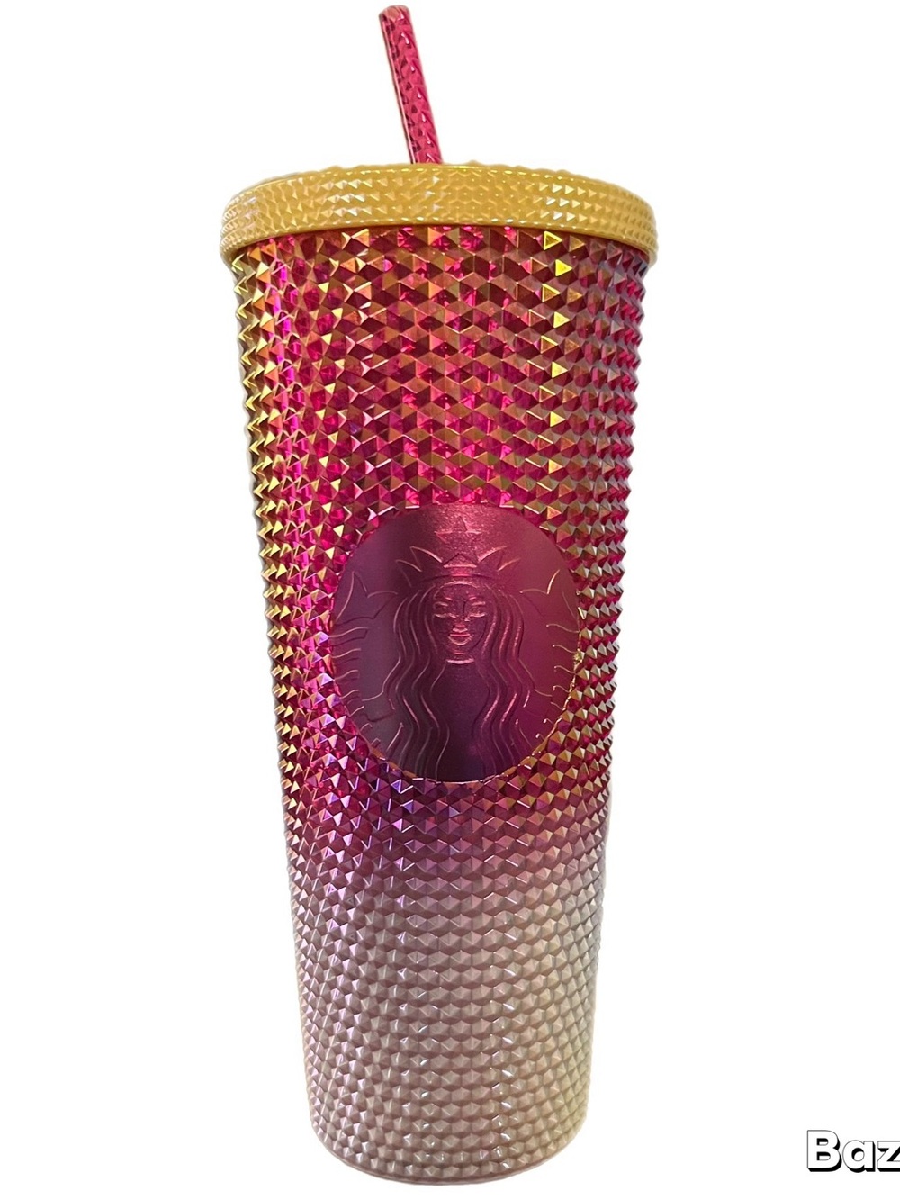 NWT Starbucks 2024 Pearl Ruby White Gold Ombre Studded Tumbler Venti 24oz
